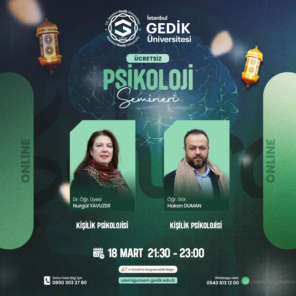 Kişilik Psikolojisi Ücretsiz Seminer Programı