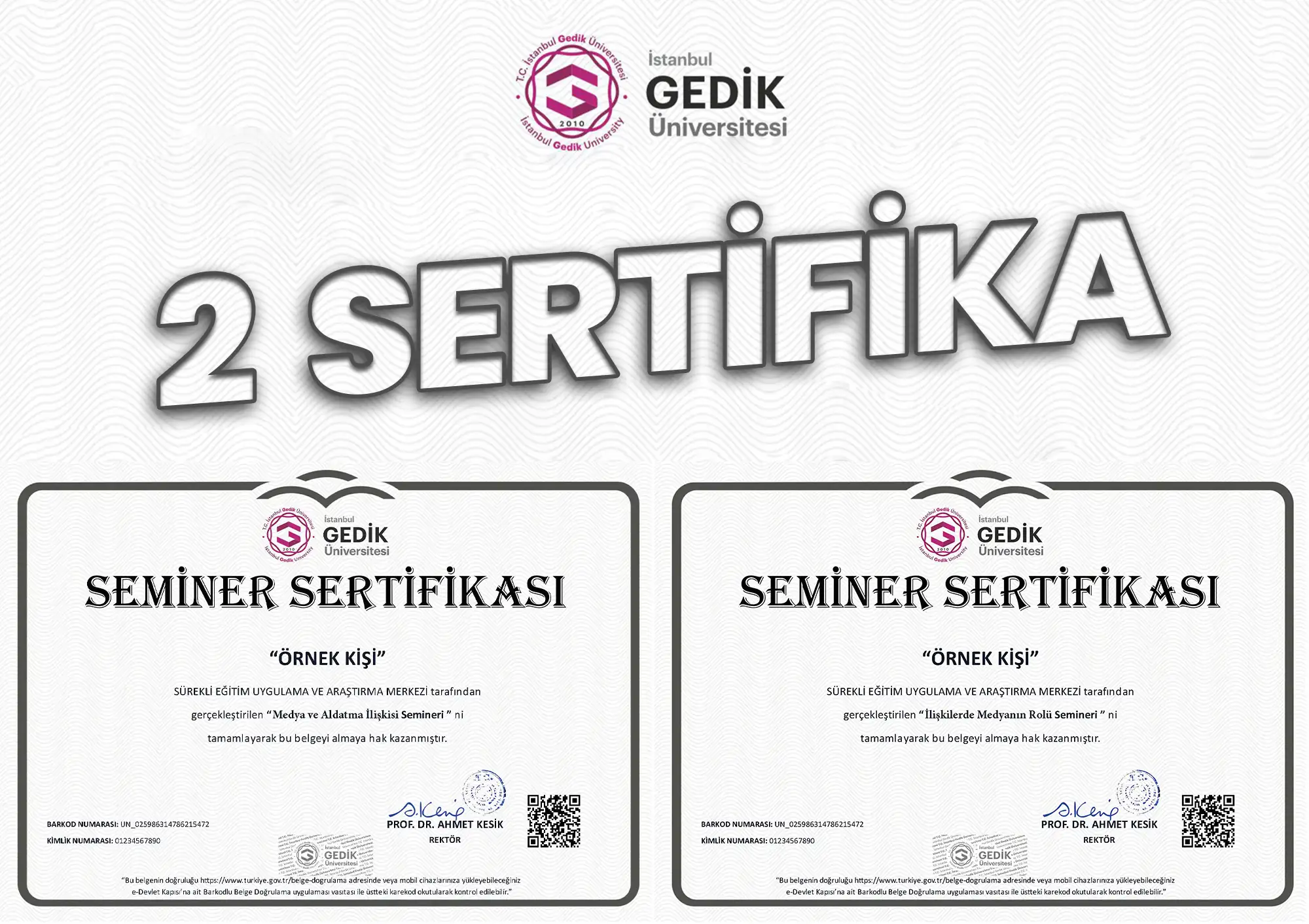 Medya ve Aldatma İlişkisi İkili Sertifika Paketi