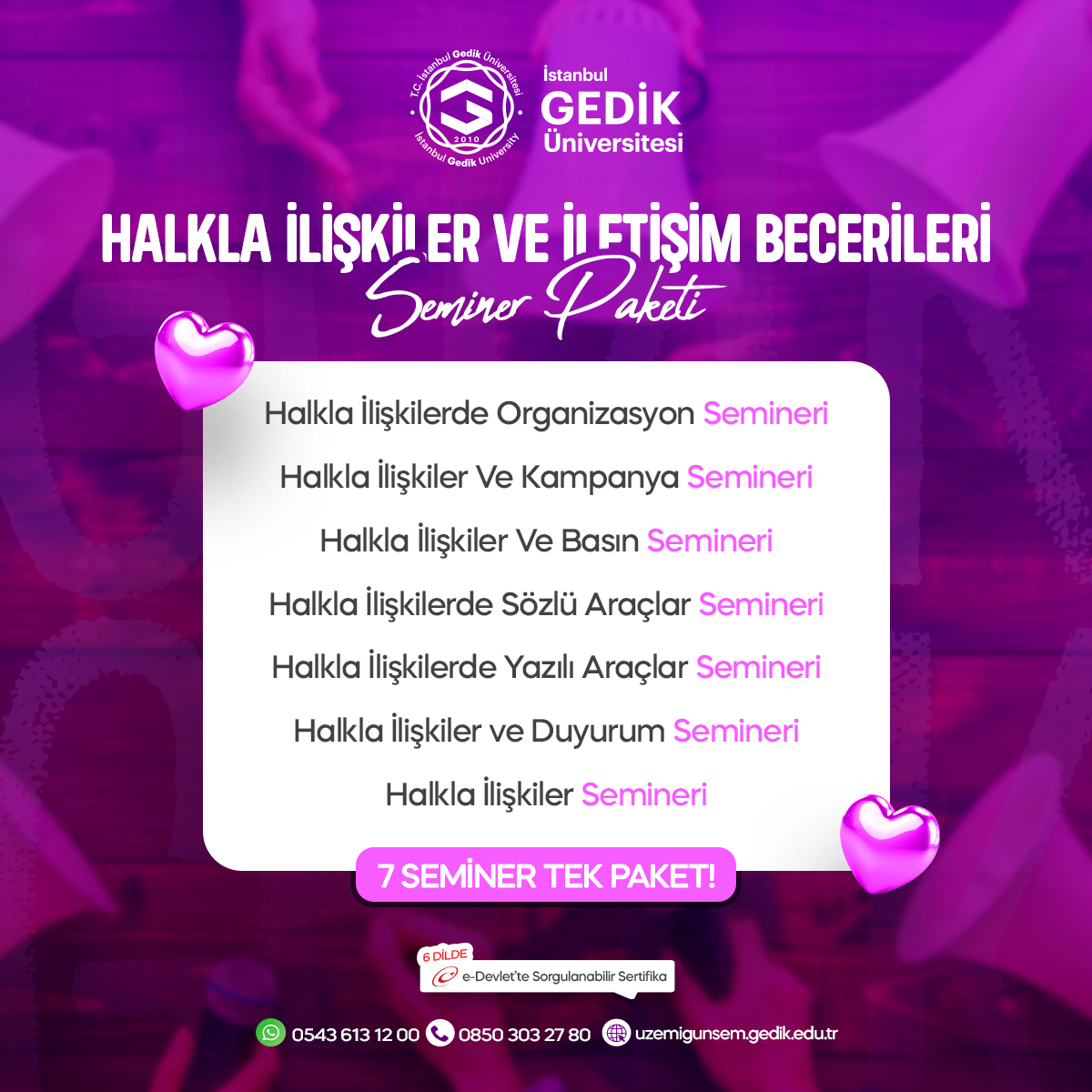 Halkla İlişkiler ve İletişim Becerileri Seminer Paketi