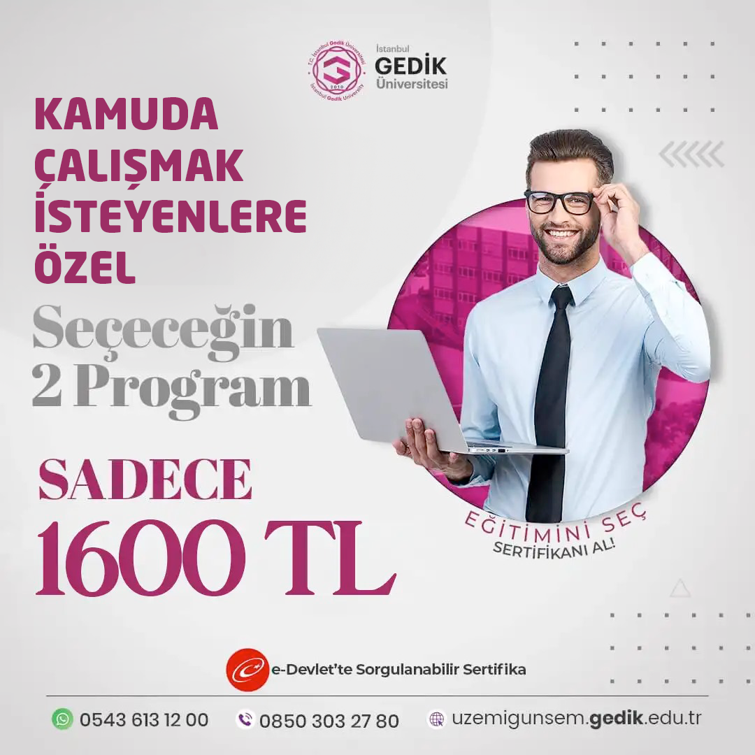 Kamuda Çalışmak İsteyenlere Özel Seçeceğin 2 Eğitim 1600TL! 