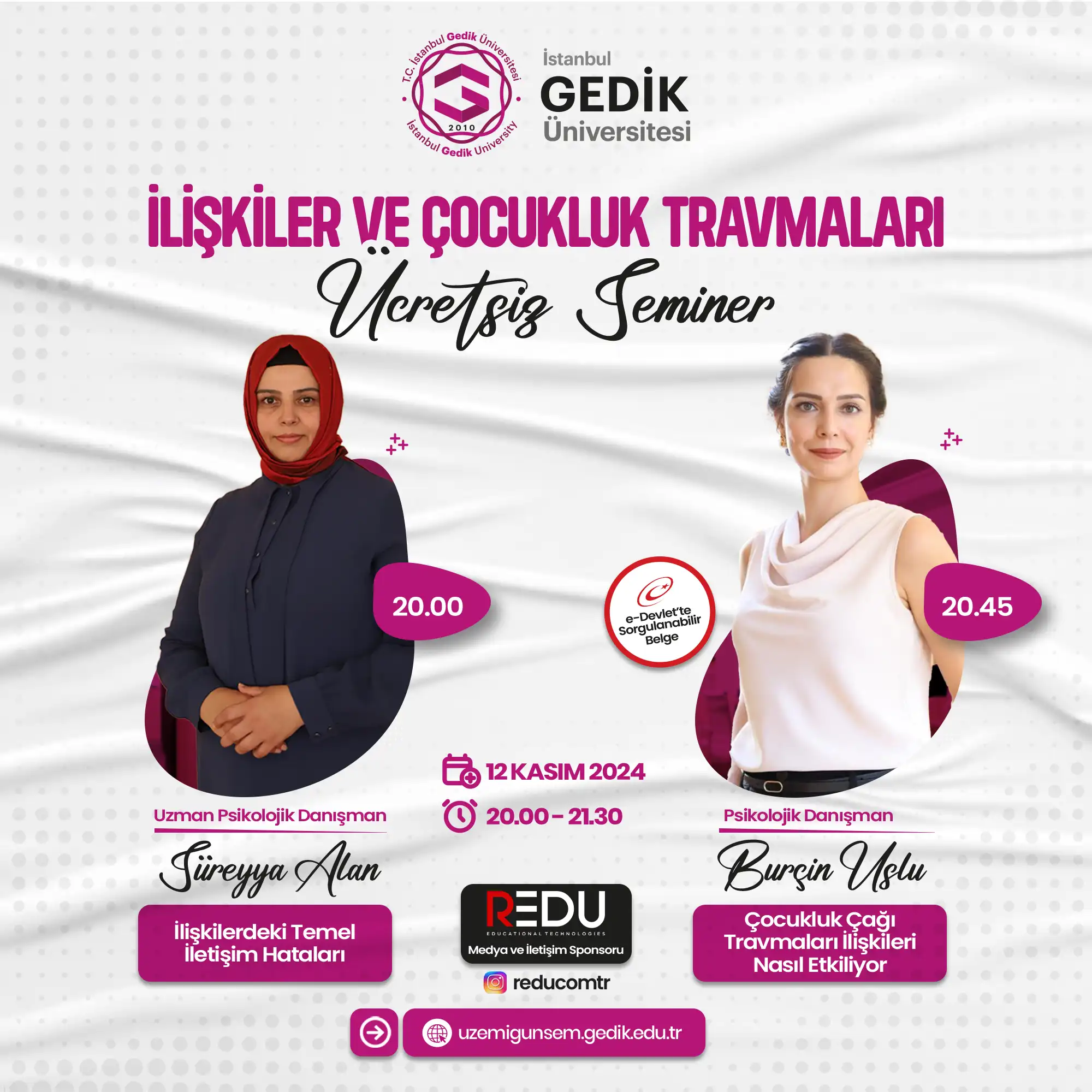 İlişkiler ve Çocukluk Travmaları Seminer Programı