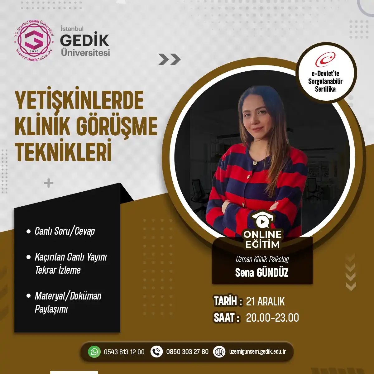 Yetişkinlerde Klinik Görüşme Teknikleri Eğitimi Sertifika Programı (CANLI)