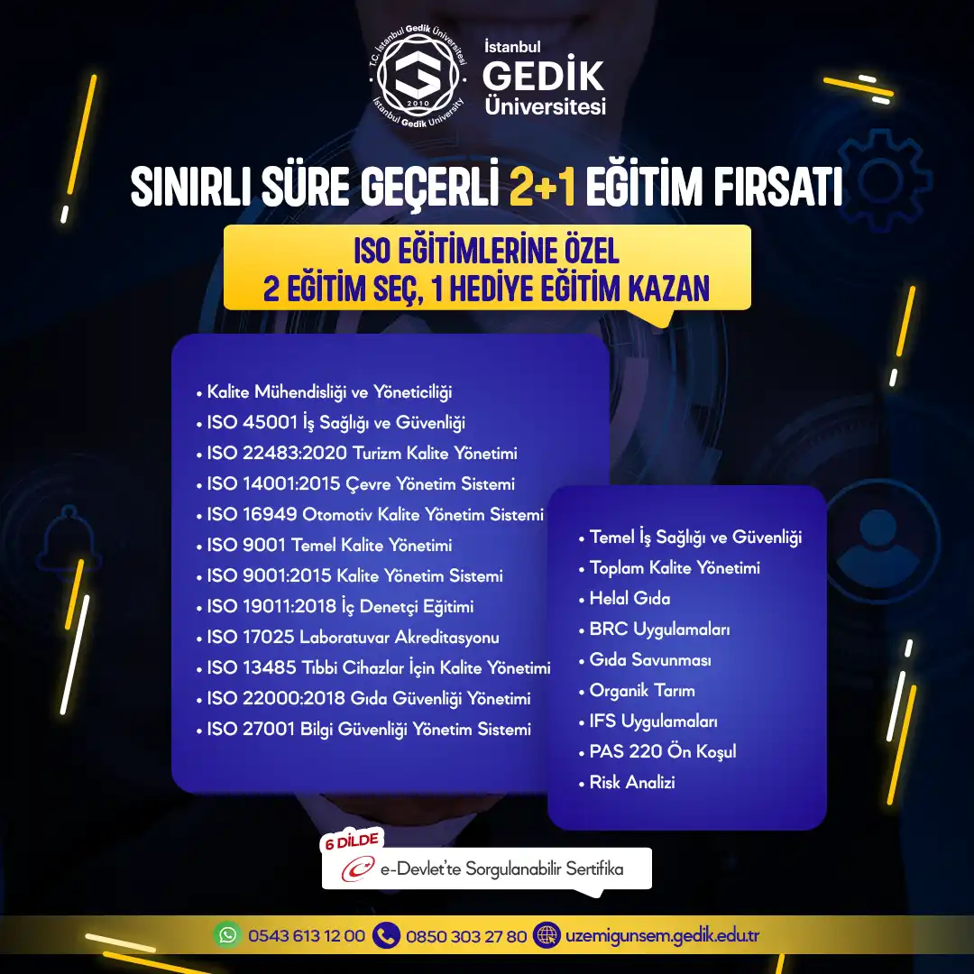 ISO Eğitimlerine Özel 2+1 Eğitim Fırsatı