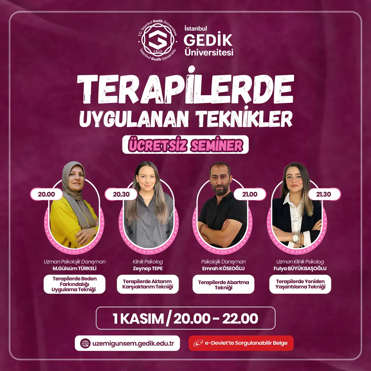 Terapilerde Uygulanan Teknikler Seminer Programı