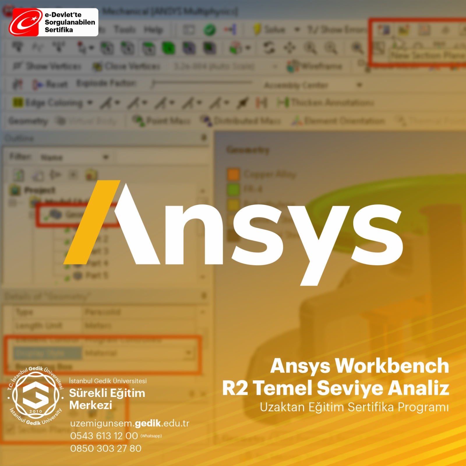 Ansys Workbench Eğitimi 2020 R2 Temel seviye analiz Sertifika Programı