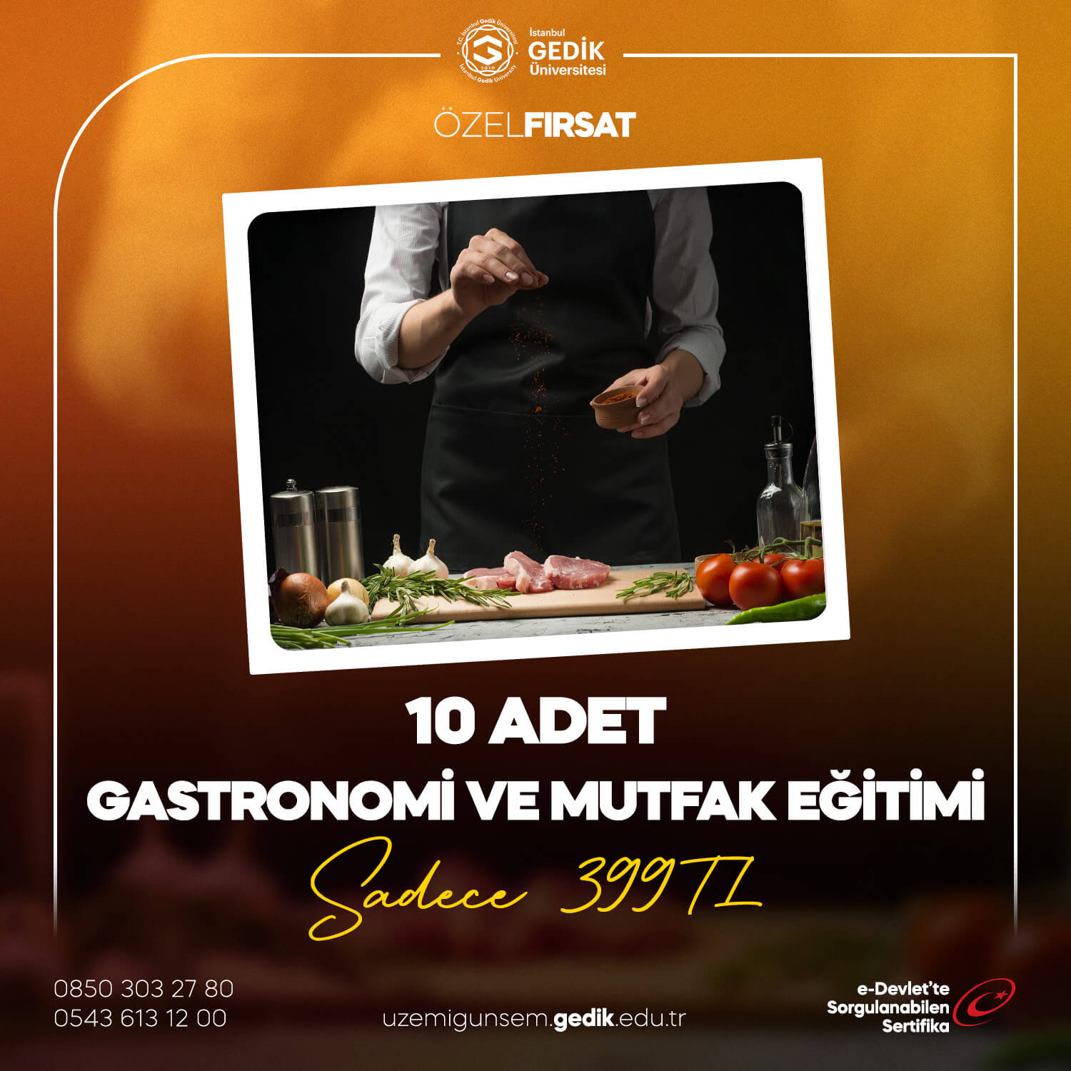 Gastronomi ve Mutfak Eğitimi (10) Adet 399TL!(AOF)