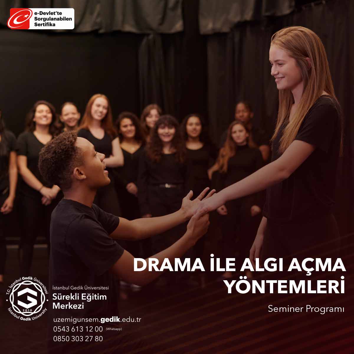 Seminer, katılımcılara drama sanatını kullanarak duygusal ifadeyi, iletişimi ve algıyı derinleştirme konusunda pratik beceriler sunmaktadır.