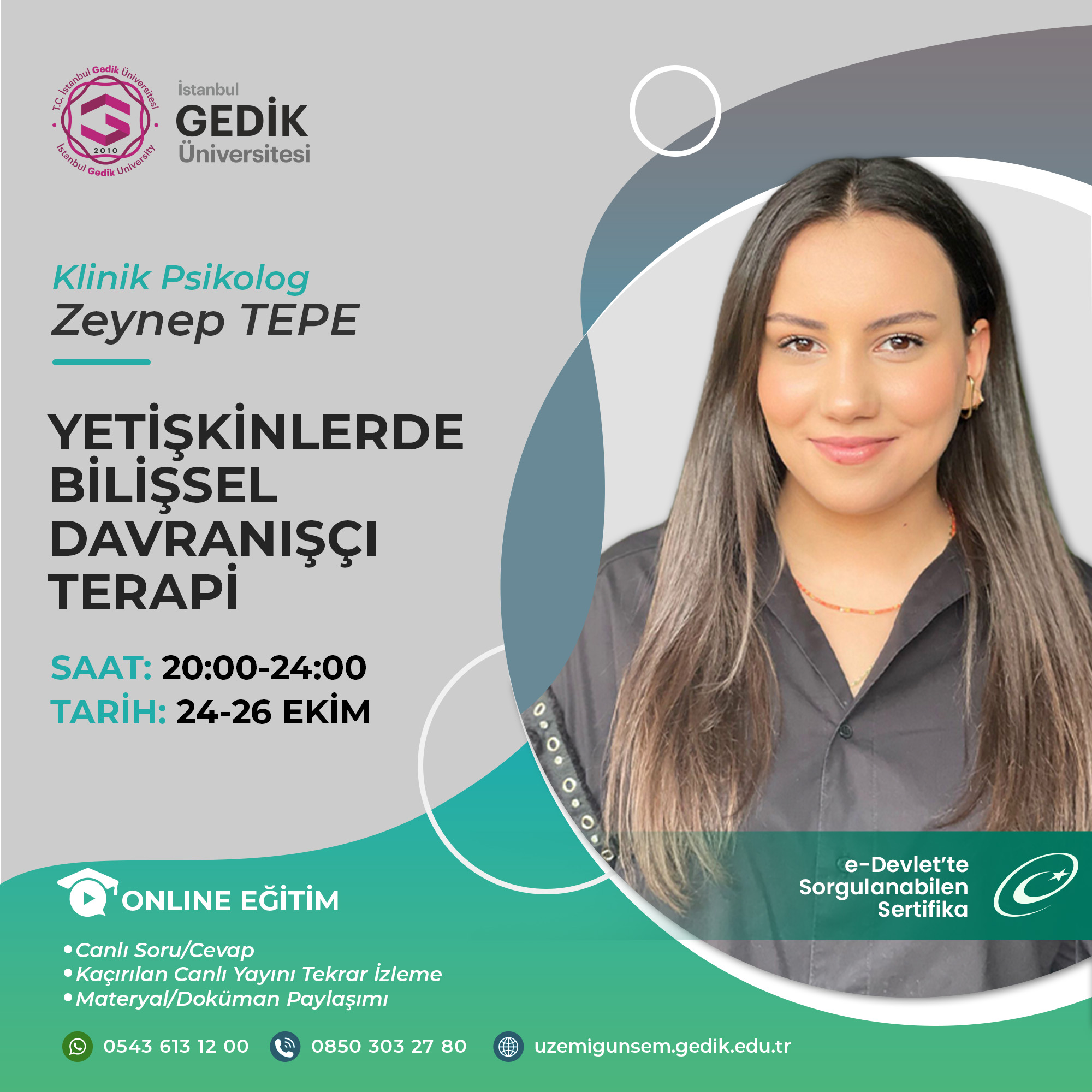 Yetişkinlerde Bilişsel Davranışçı Terapi Uygulamaları (CANLI)
