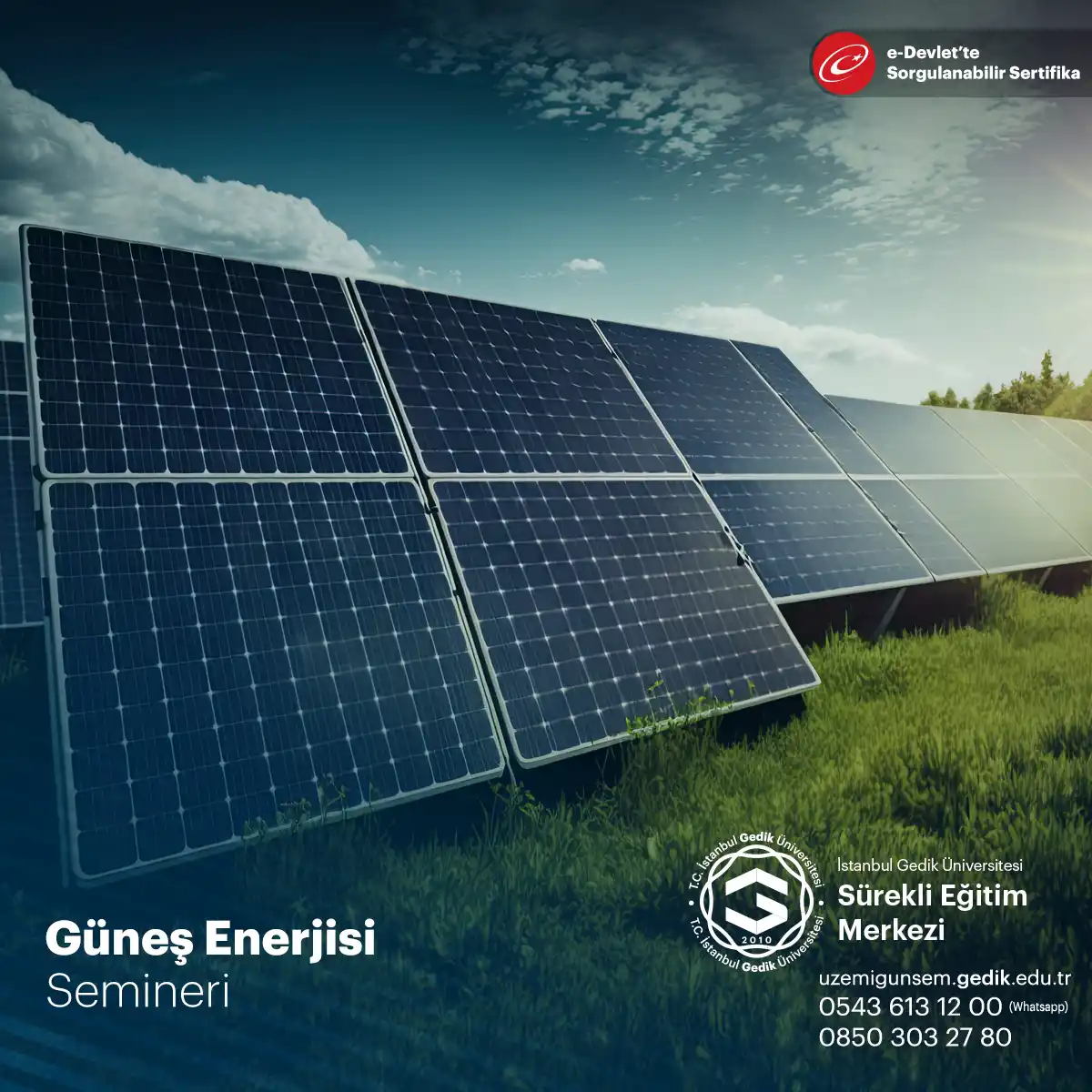 Seminer güneş enerjisinin temel prensipleri, güneş panellerinin yapısı ve çalışma prensipleri, güneş enerjisi sistemlerinin tasarımı ve kurulumu gibi konuları kapsar