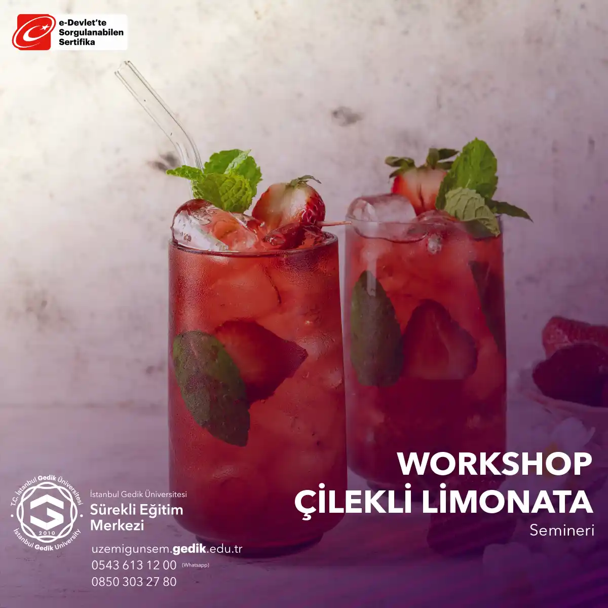 "Çilekli Limonata Workshop" katılımcılara serinletici bir içecek olan çilekli limonata yapmayı öğretmeyi amaçlayan seminerdir.