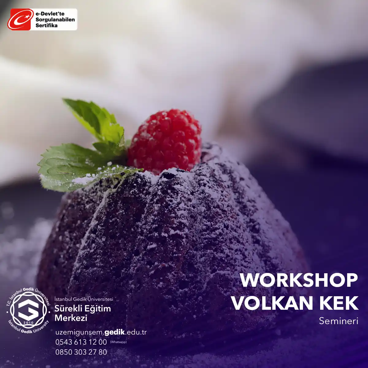 Bu seminer, katılımcılara kek hamuru hazırlama, dolgu yapma, volkan kekin nasıl pişirileceği ve servis edileceği gibi adımları öğretir.