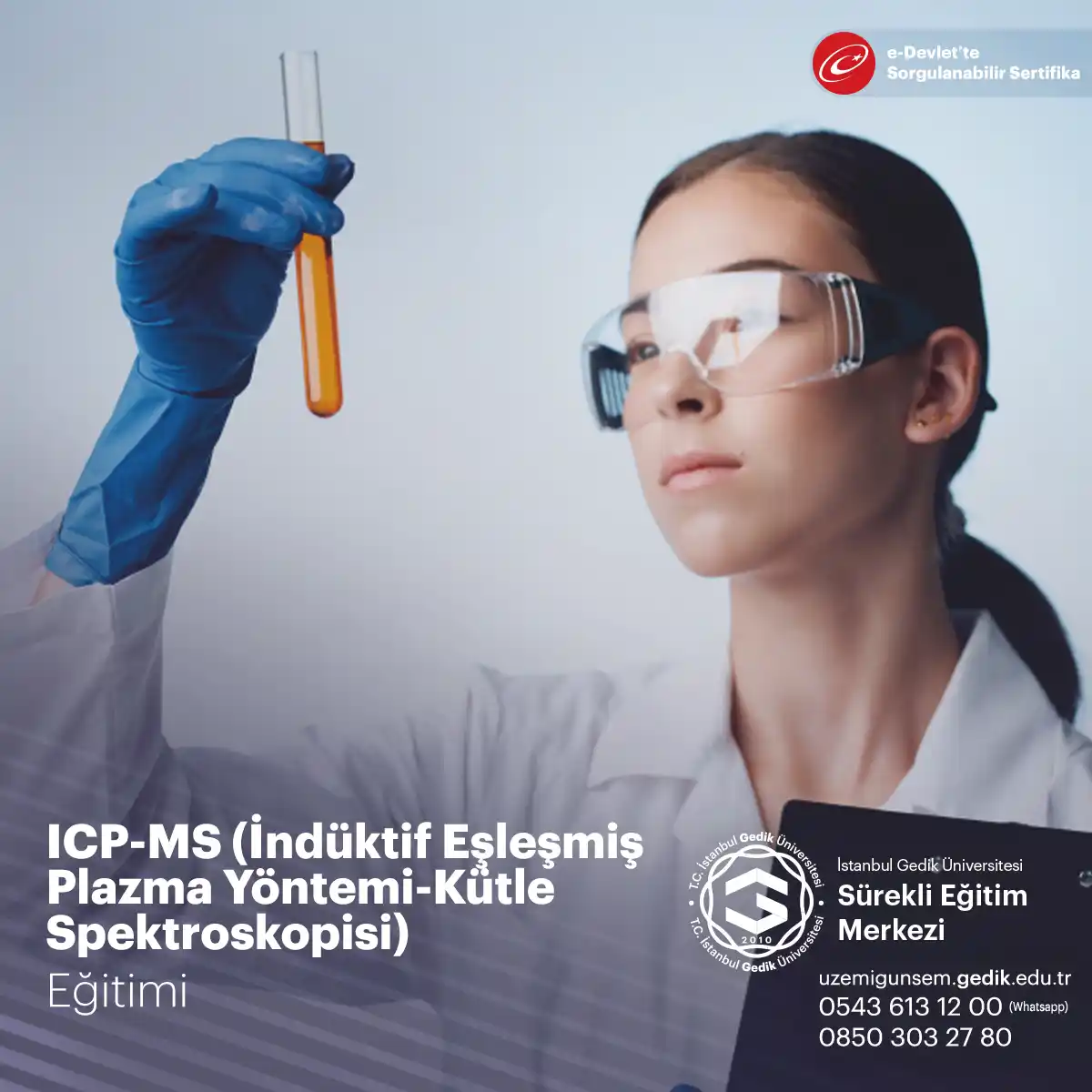 ICP-MS Eğitimi Sertifikası, katı ve sıvı madde örneklerinin; nitel ve nicel olarak tayin edilmesi amacıyla tercih edilen oldukça değerli bir eğitimdir.