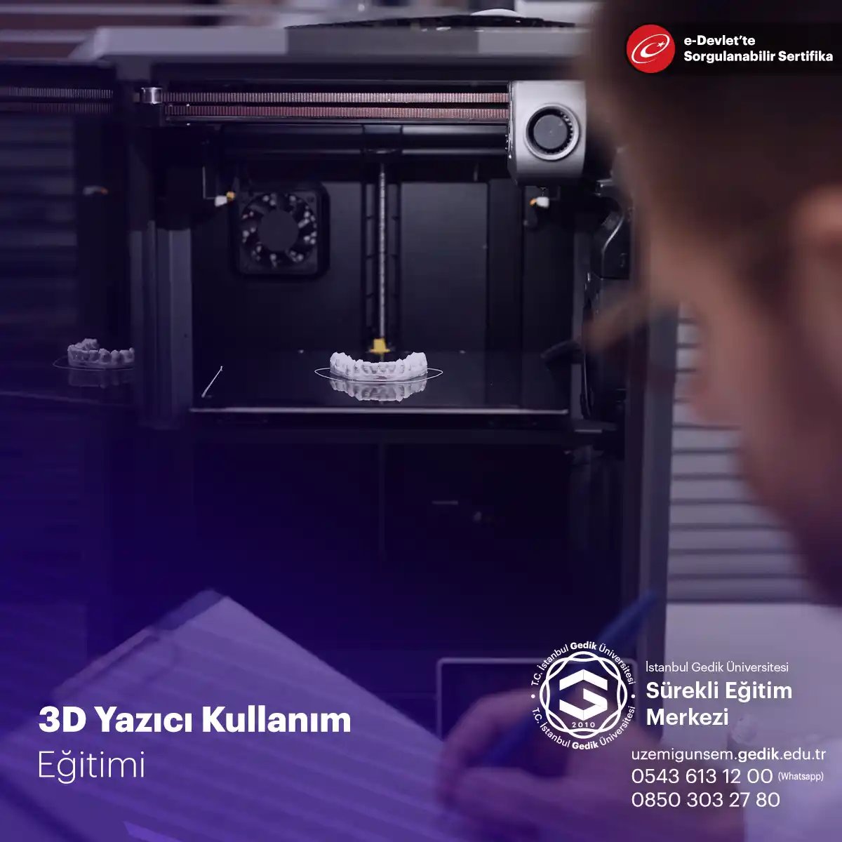 3D Yazıcı kullanımı için verilen teorik ve pratik bilgiler ile siz de 3D Yazıcılarını aktif olarak kullanabilir ve 3D Yazıcı çıktıları alabilirsiniz. 