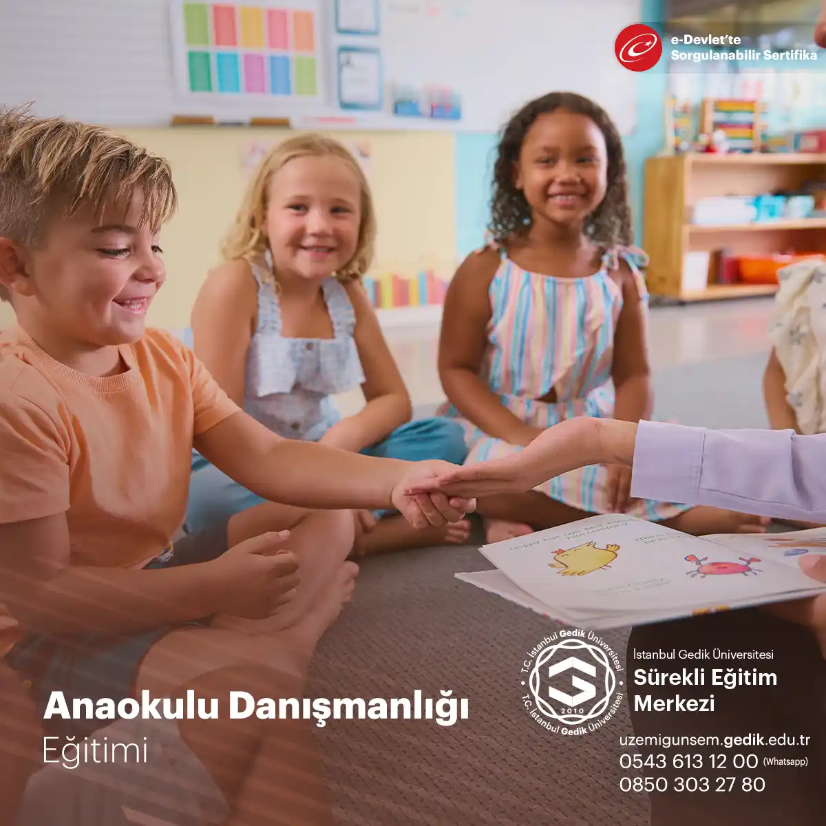 Anaokulu danışmanlığı sertifika programı, anaokulu öğretmenleri, psikologlar, pedagoglar ve ebeveynler gibi anaokulu çağındaki çocuklarla ilgili olan kişiler için tasarlanmıştır.