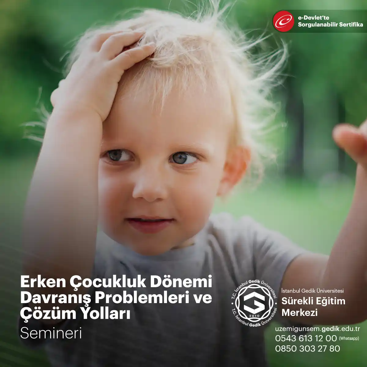 Erken Çocukluk Dönemi Davranış Problemleri ve Çözüm Yolları Semineri, eğitimciler, pedagoglar ve ebeveynler için tasarlanmış önemli bir eğitim programıdır.