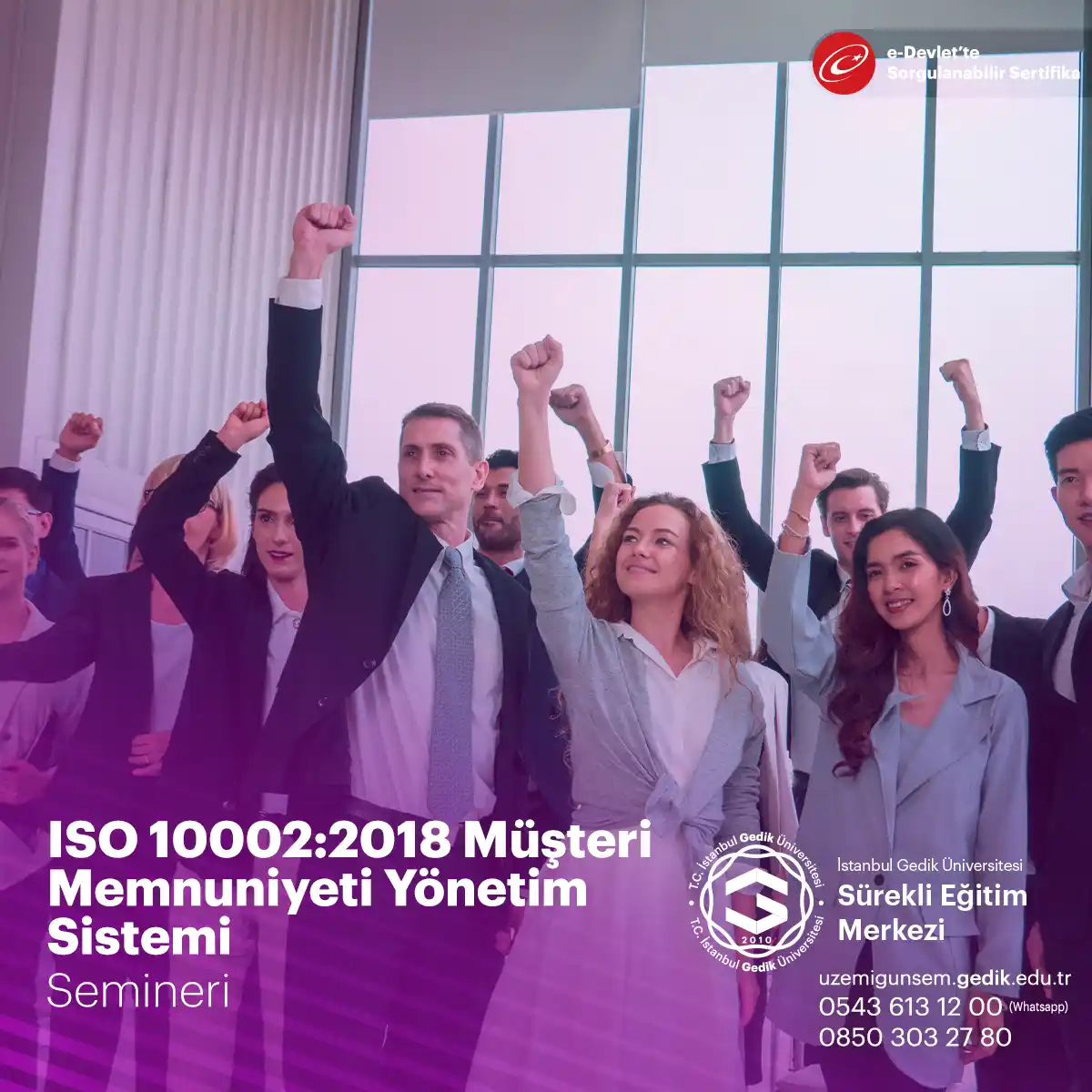 ISO 10002:2018 Müşteri Memnuniyeti Yönetim Sistemi semineri, kurumların müşteri memnuniyeti yönetim sistemi kurmalarına ve sürdürmelerine yardımcı olan bir seminerdir. Seminer, müşteri memnuniyeti yönetim sürecinin nasıl gerçekleştirileceği ve ISO 10002 standardının gereklilikleri hakkında katılımcılara bilgi verir.